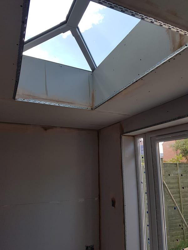 Roof lantern letting light into the new kitchen extension in Hucclecote