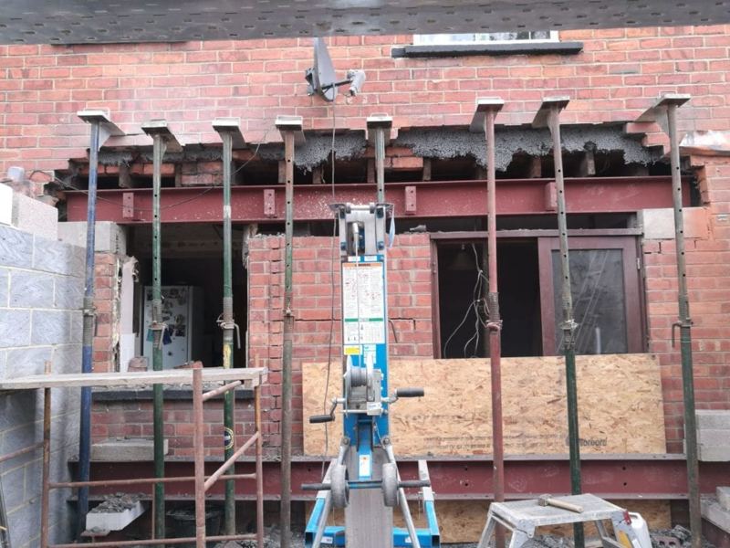 Rear of the house in Linden during the kitchen-diner extension build