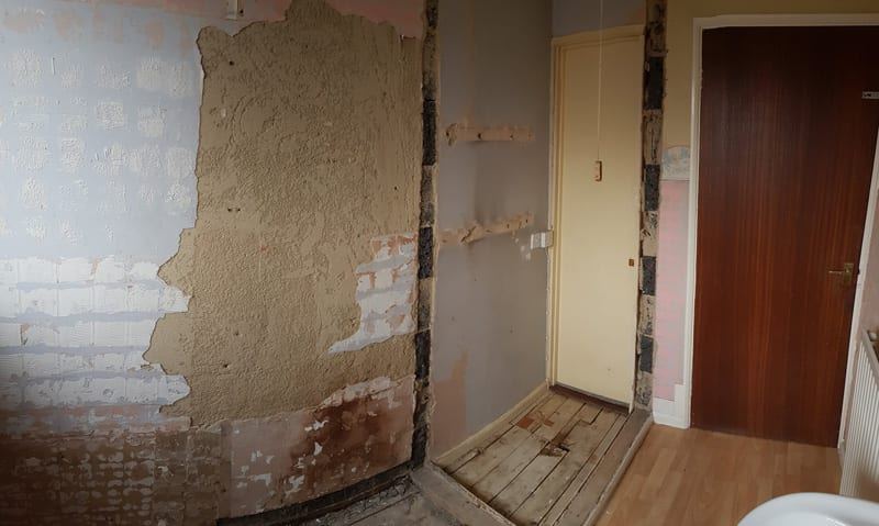 Old bathroom stripped out during a bathroom refit in Quedgeley, Gloucester
