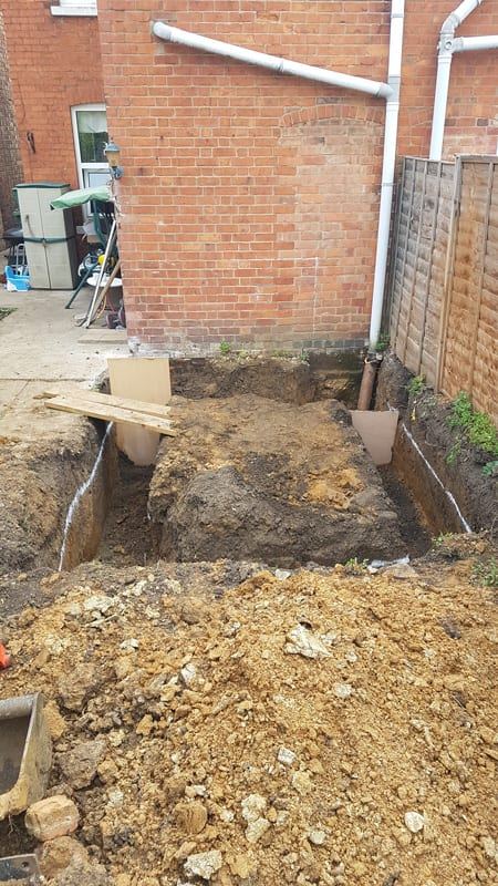 Ground dug out for the foundation of an extension in St Paul’s, Gloucester