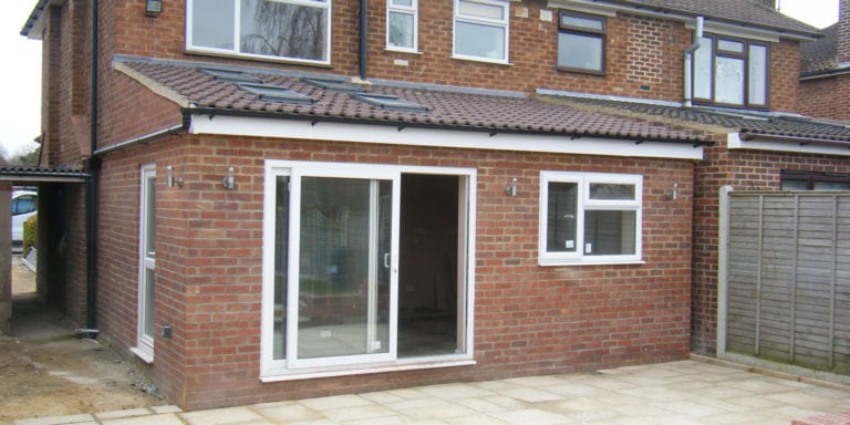Single storey extension to the back of a house